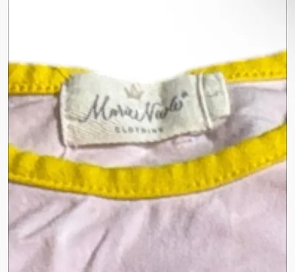 Marie Nicole Clothing Pink and Yellow Embroidered Floral Bunny Ruffle Top and Be - Image 3