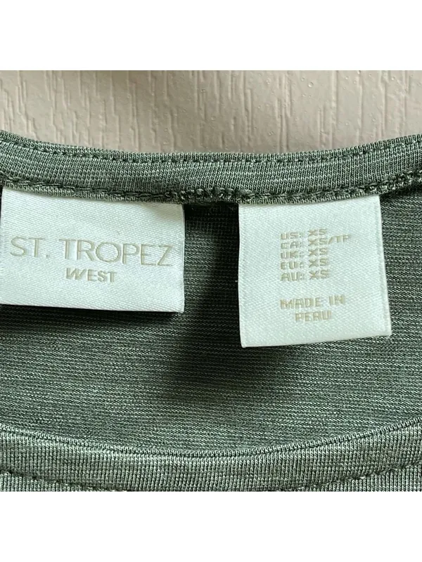 ST. Tropez West women basic t-shirt khaki olive cotton blend Sz XS - Image 3