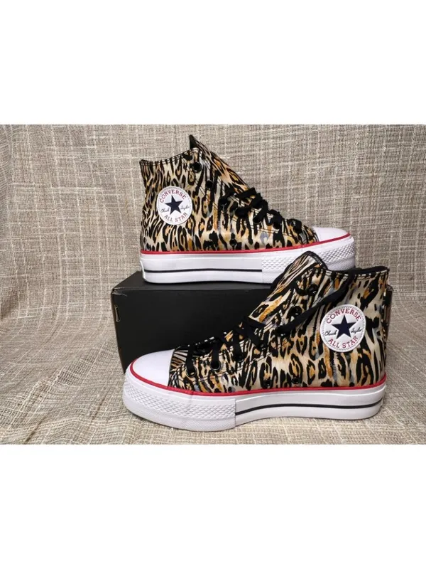 Chuck Taylor CONVERSE All Star Lift Platform Leopard High Top Sneakers US 8.5 - Image 6