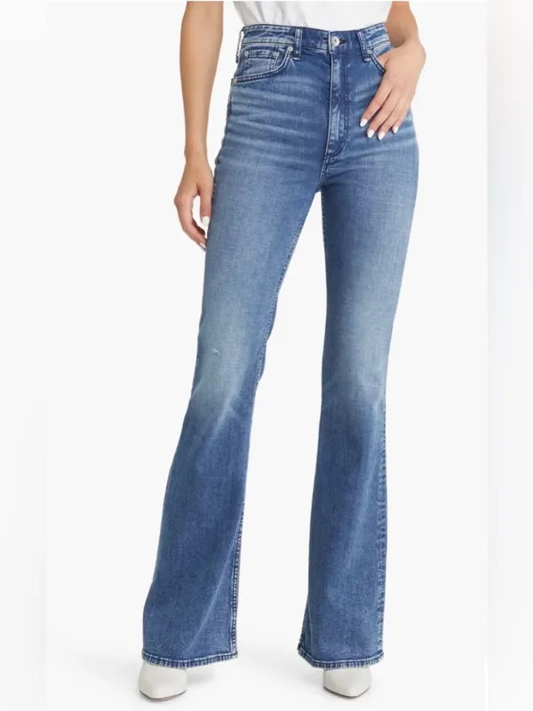 rag & bone Women's Casey Blue High Waist Flare Leg Jeans Size 26 - Image 6