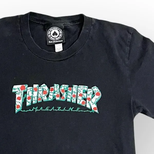 Thrasher Authentic Vintage graphic Tshirt, black, sz XS - Image 2