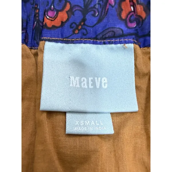 Maeve Anthropologie Womens XS Mini Skirt Floral Sequin Boho Poppy Purple Orange - Image 11