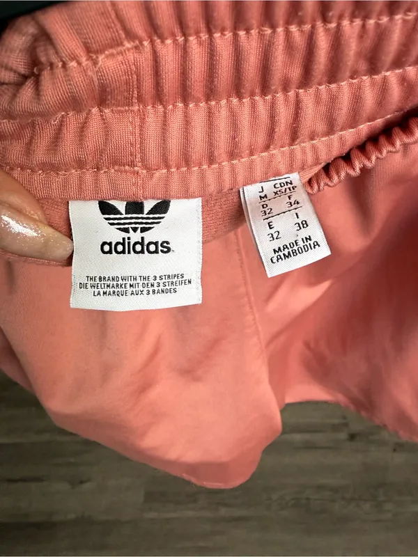 adidas Women’s Coral Athletic Shorts with White Stripes - Image 5