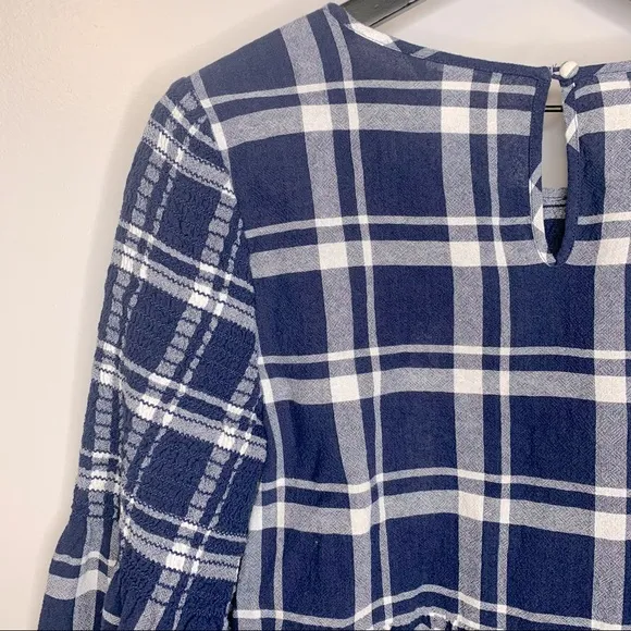 Caslon Plaid‎ Smocked Peplum Bell Sleeve Top Size M - Image 8
