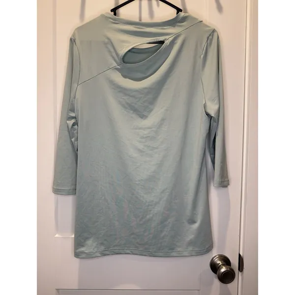 Gymshark Studio Tee Women's 3/4 Sleeve Training Workout Top Sage Green NWT Large - Image 5