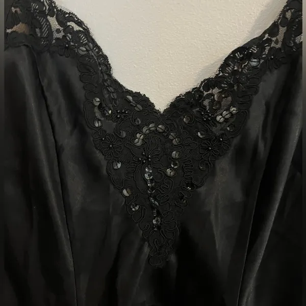 Victoria's Secret Vintage Black Satin Gown‎ Size S - Image 4
