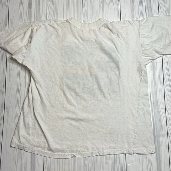 90s Vintage Ban Boinaire! GraphicTourist Tshirt White Medium Thrashed - Image 6