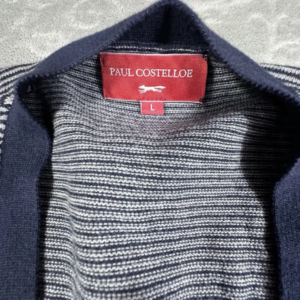 VTG Paul Costelloe Sweater Womens Large Striped Long Sleeve Button Up Old Money - Image 3