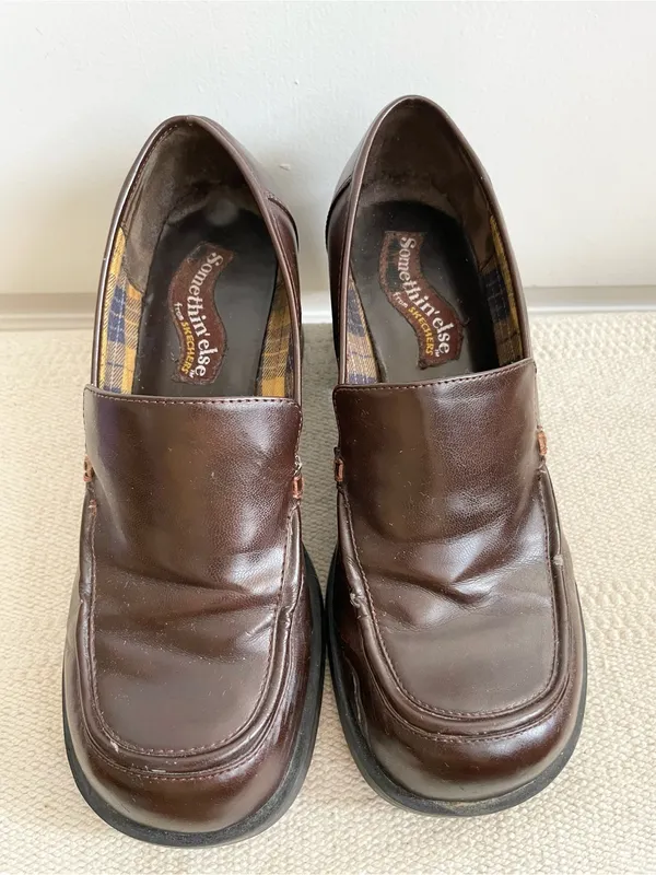 VTG Y2K Somethin Else By Skechers Chunky Brown Loafers Librarian Academia - Image 2