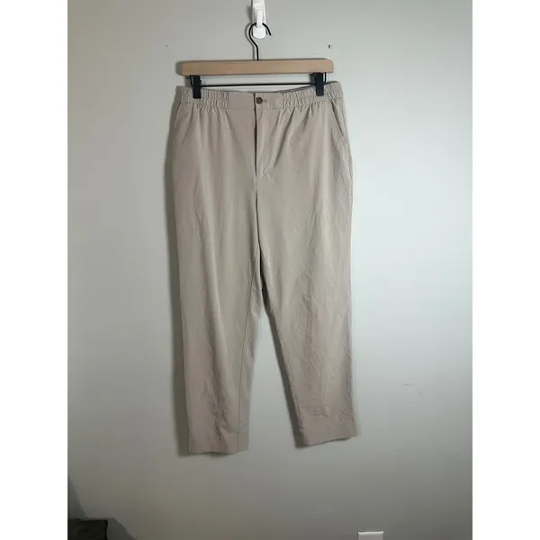 Banana Republic Airstretch Tapered Pant Khaki Beige Elastic Waist Ankle M - Image 5