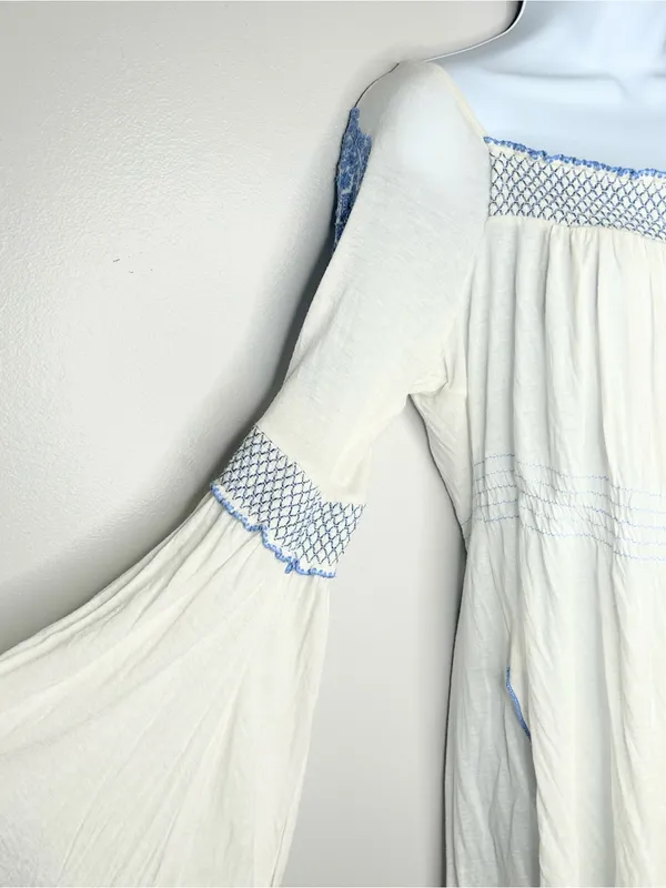 Free People Valley Linen Blend Embroidered Bell Sleve Top Size M - Image 11