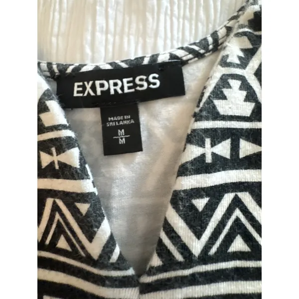Express Black White Skater Dress Shorts Skort Aztec Geometric Boho Festival Y2K - Image 2