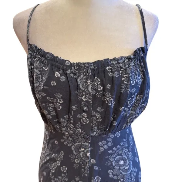 Madewell Womens NWT Blue Floral Midi Sundress Spaghetti Straps Button size 2 - Image 2