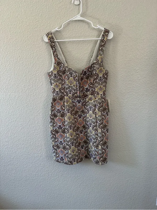 For Love & Lemons Brocade Mini Dress NWT Large Metallic Glam Formal - Image 3