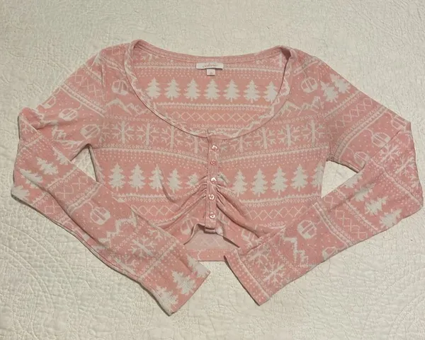 Colsie Pink and White Holiday Christmas Winter PJ Set - Image 4