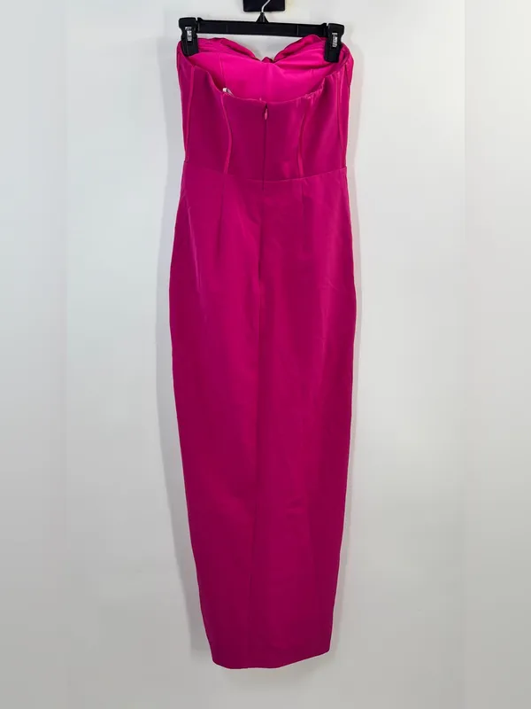 Monique Lhuillier Stella Rosette Strapless Corset Maxi Dress Fuchsia - Image 7