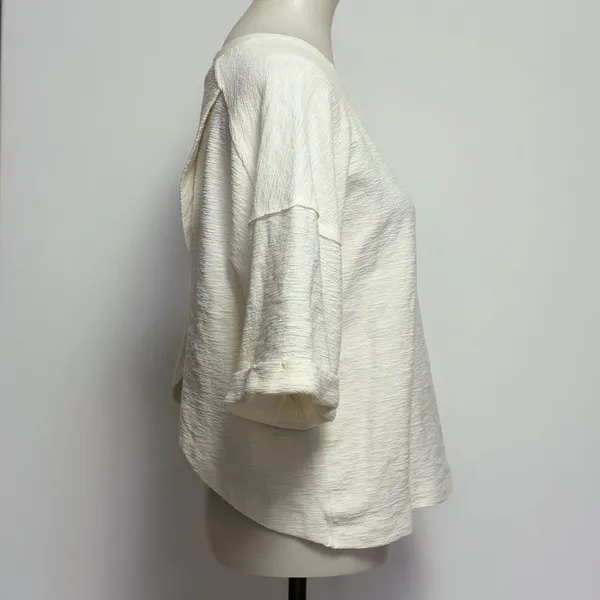 Easel Top Medium Cream Textured Crossover Tulip Back Short Sleeve ET22276 - Image 5