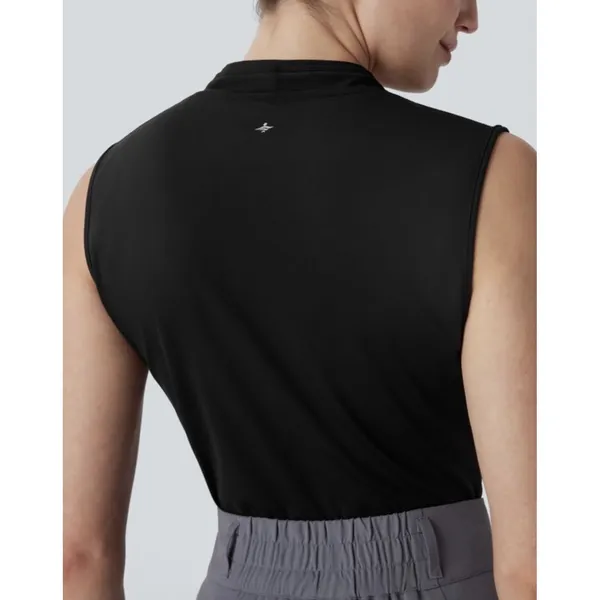 Halara SoftlyZero Airy V Neck Full Zip Sleeveless Cool Touch Blouse Small‎ Black - Image 3