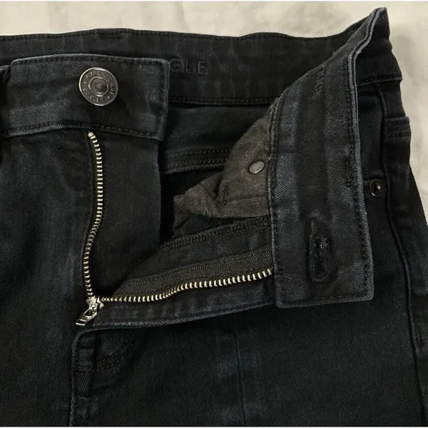 American Eagle‎ Flare Jeans Women Black Front Seam Split Hem High Waisted Sz 4 - Image 7