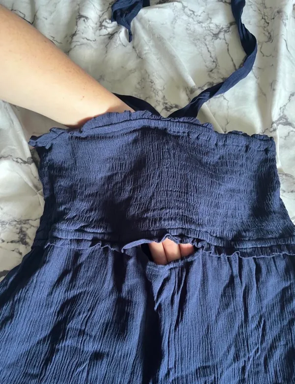 Venus navy halter tie romper - Image 9