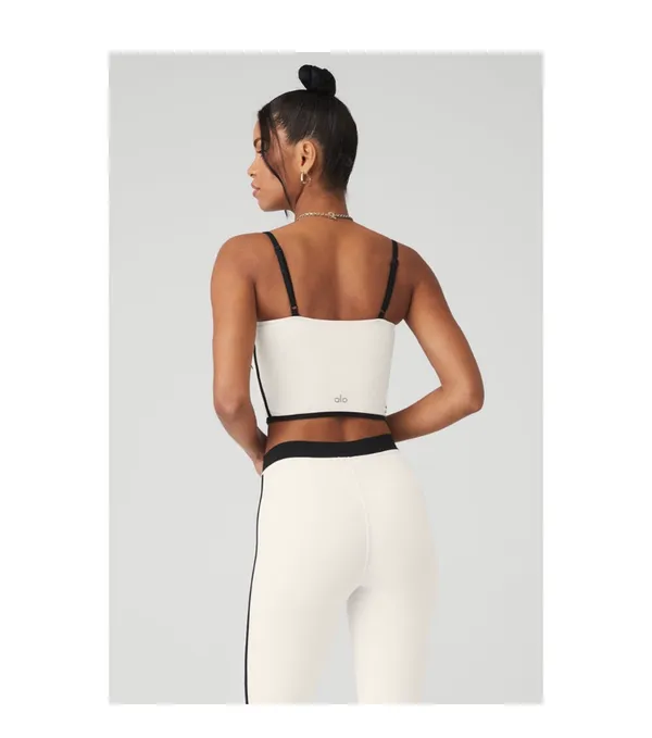 Alo Yoga Airbrush Streamlined Bra Tank Ivory/Black XS - Image 2