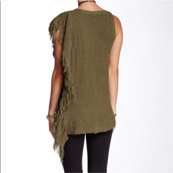 🌿 Free People Treat Me Tender Frayed Tank Top 🪶 Olive‎ Green Medium - Image 2