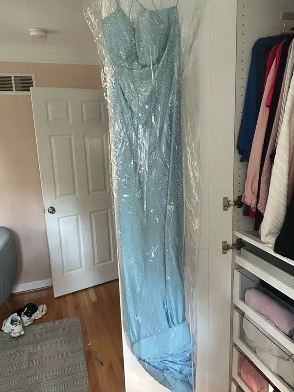 Sherri Hill 54228 Prom Dress light blue corset back rhinestone - Image 4