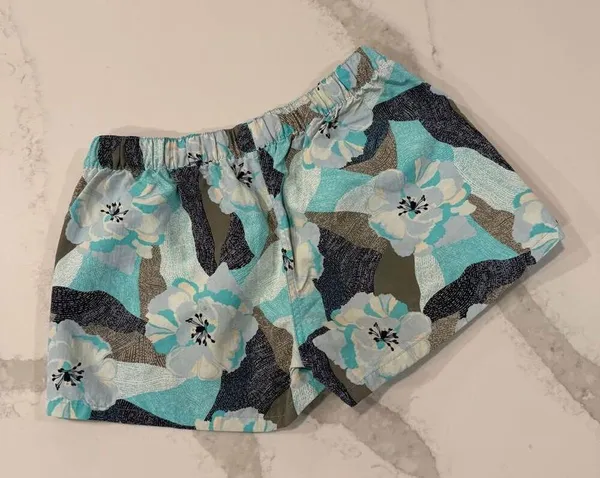 Patagonia Barley Baggies Print Shorts Womens Medium Blue Hibiscus FieldTurquoise - Image 7