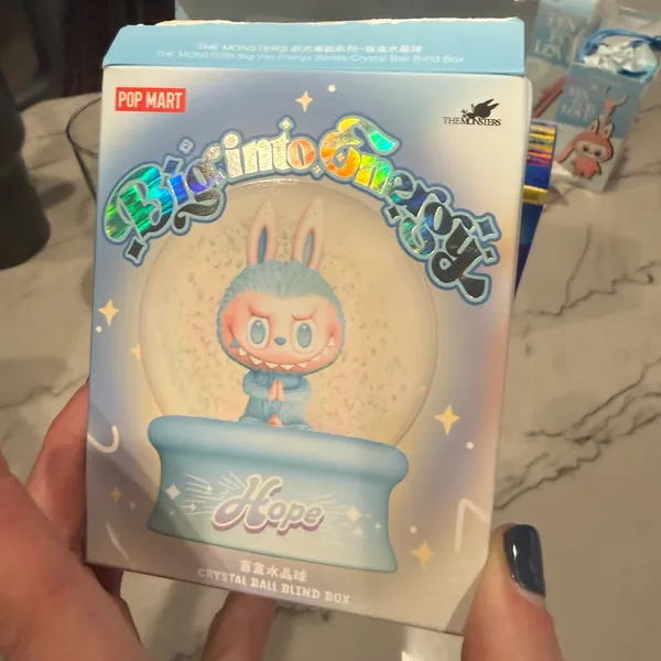 Pop Mart Labubu Big Into Energy Crystal Ball - Hope Snow Globe New - Image 10