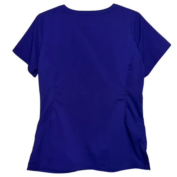 Purple Label Yoga Women's Purple Short Sleeve V-Neck Quarter Zip Scrub Size M - Image 2