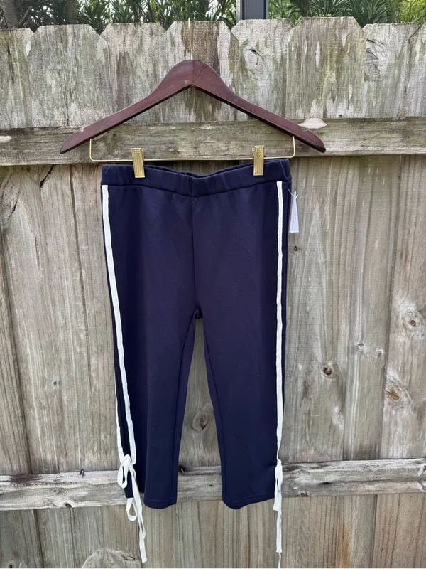 Free People Navy Capris with White Side Stripes - Image 3