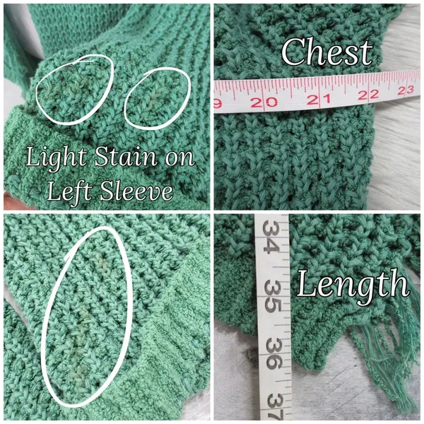 FREE PEOPLE I’ll Be Around Silk Blend Green Knit Oversized Cardigan Size Medium - Image 10