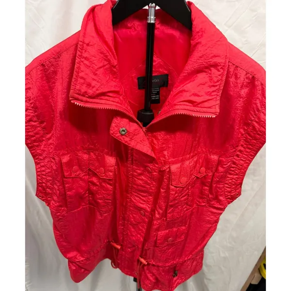 Vintage 80'S Lavon‎ Sport Women's Medium Neon Pink Retro Nylon Ski Vest Jacket - Image 2
