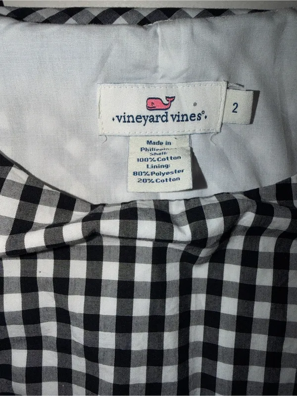 Vineyard Vines Black and White Gingham Sleeveless Mini Dress - Image 7