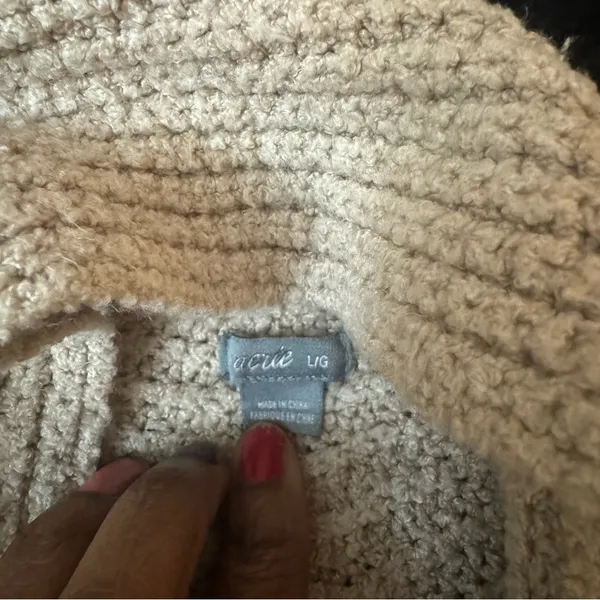 American eagle Aerie Beige Open-Front Cardigan knit sweater size large - Image 11
