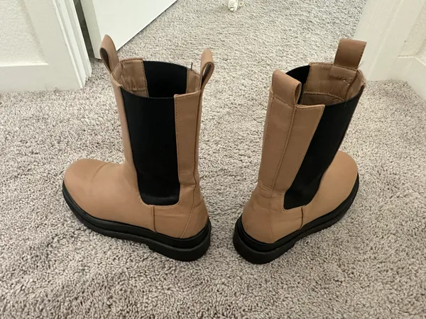 Brown Tan Nude Platform Chunky Boots Size 8.5 - Image 2