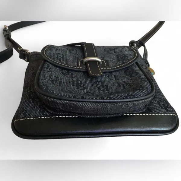 DOONEY & BOURKE Dark Grey Canvas Leather Trims Small Crossbody Bag - Image 6