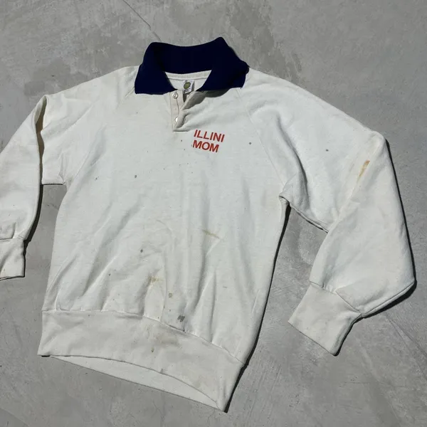 Vintage Illinois Illini Mom Women's Sweatshirt Polo 1980's SZ Medium Distressed - Image 2