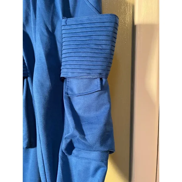Womens Sz Large Athletic Pants Jogger Royal Blue Pull On Cargo Pockets High-Rise - Image 5