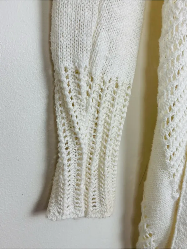 Anthropologie Moth long line cocoon open weave hooded cotton linen blend sweater - Image 3
