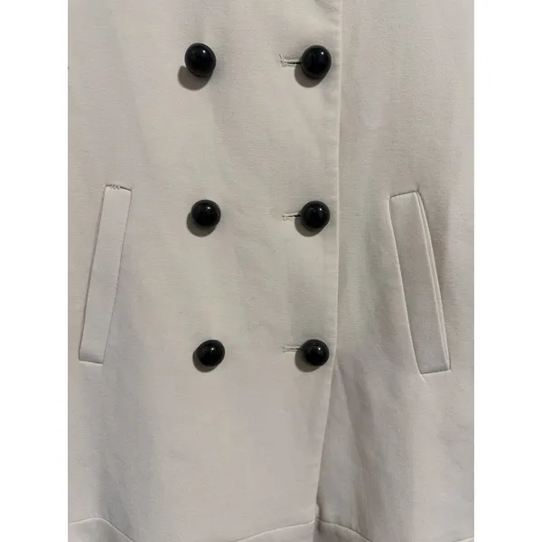 Zara Double Breasted Ruffle‎ Bottom Pea Coat Women's Size XS - Image 8