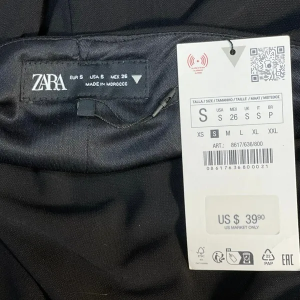 NEW Zara Black Halter Cowl Neck Silver Glitter Strap Open Back Blouse Top Size S - Image 4