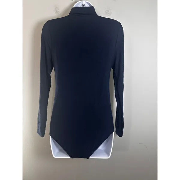 J.Crew 365 Navy‎ Blue Long Sleeve Turtleneck Bodysuit Small Slim Fit Minimalist - Image 4