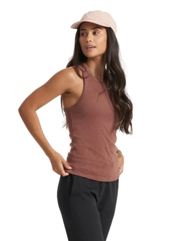 Vuori Sunrise Ribbed High Neck Tank Top Small Brown Racerback Athleisure Workout - Image 3