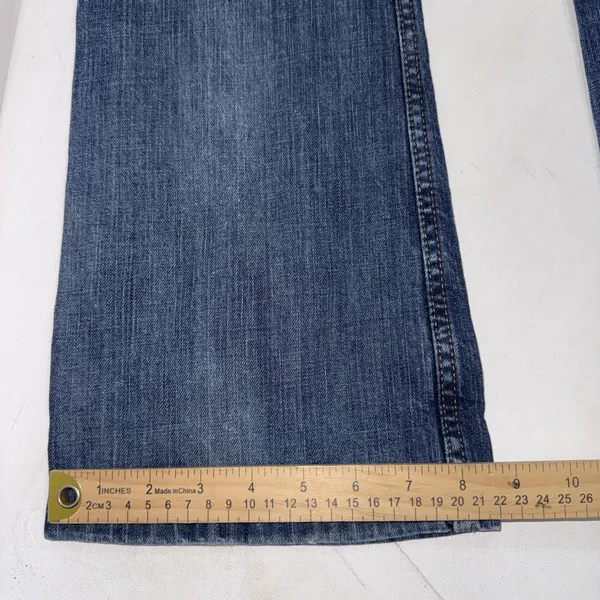 American Eagle Outfitters Vintage Y2K Hipster Flare Festival Blue‎ Jeans Size 2R - Image 5