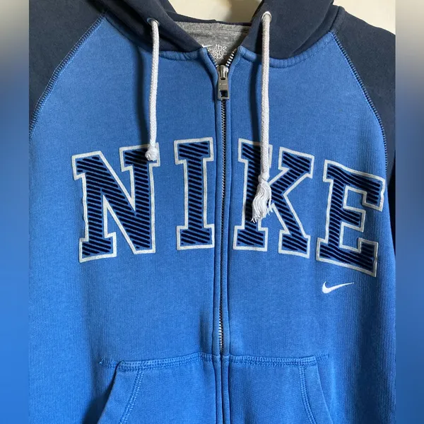 *Nike The Athletic Dept Rare Vtg. Navy Zip Up Hooded Medium Sweatshirt #Pk - Image 2