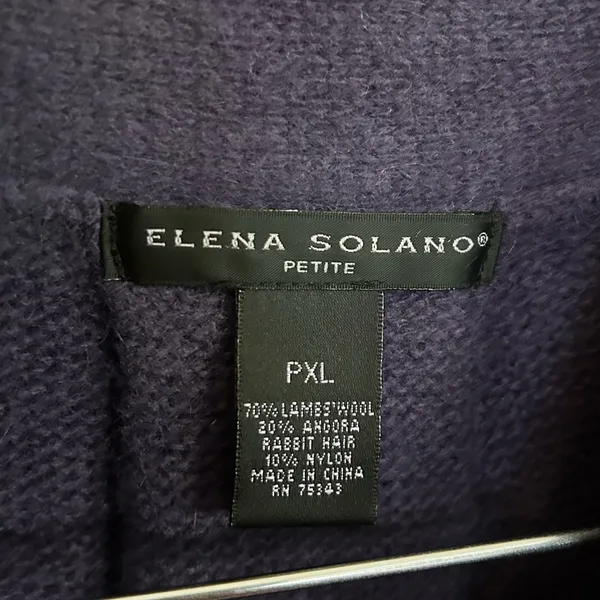 Elena Solano Angora Lambs Wool Sweater Cape Size PXL Purple Academia Shrug - Image 3
