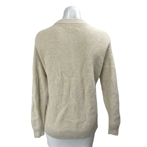 Aritzia Wilfred Cream Wool Waffle Knit Mock Neck Long Sleeve Sweater Top Size XS - Image 2