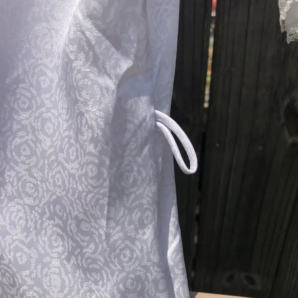 Vintage Christian Dior Lingerie Robe Light Blue Lace Small - Image 5