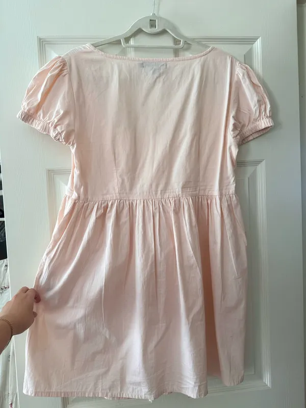 Motel Light Pink Poplin Bow Babydoll Mini Dress - Image 7